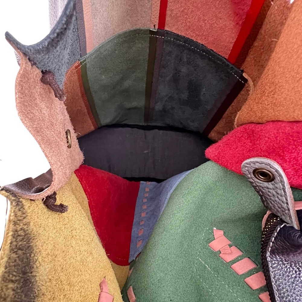 Colorblocked Patchwork Colorful Leather Handbag - Picture 10 of 14